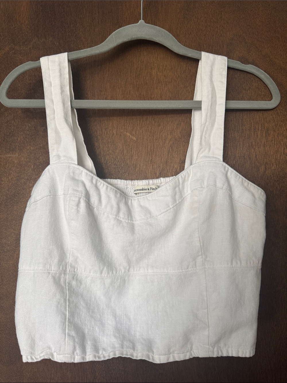 Abercrombie & Fitch Sweetheart Neckline Waist-Length Tank Top - White (Size L)